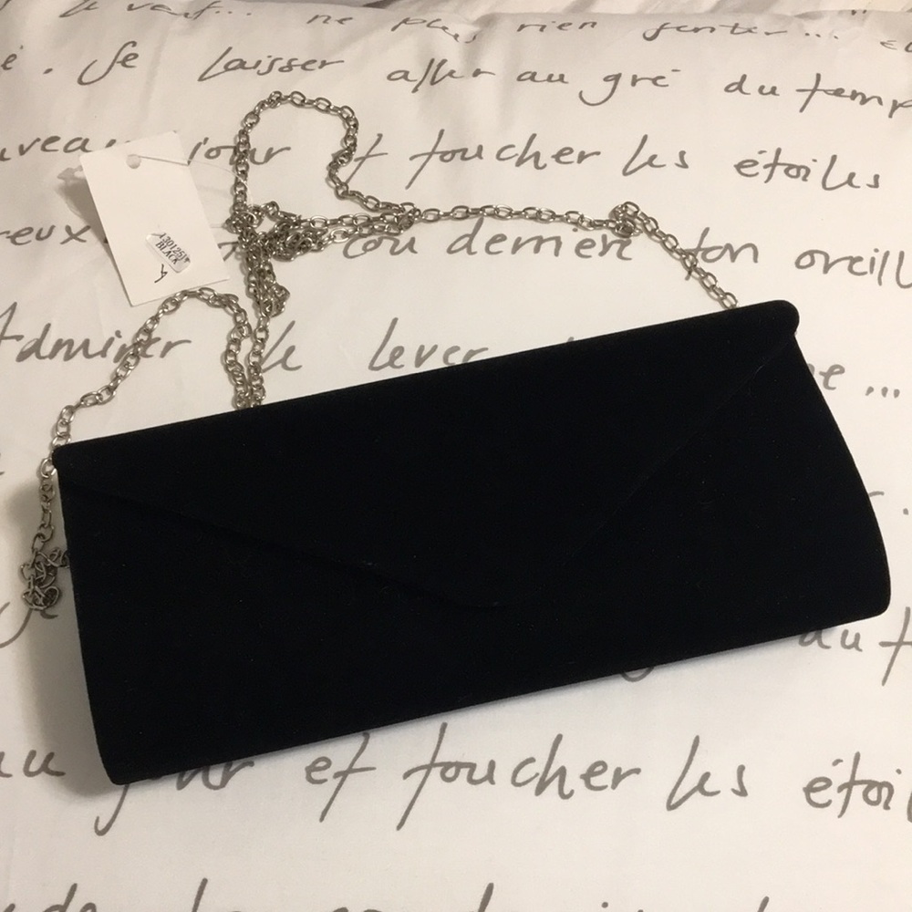 Elegant Black Velvet Clutch Bag NWT
